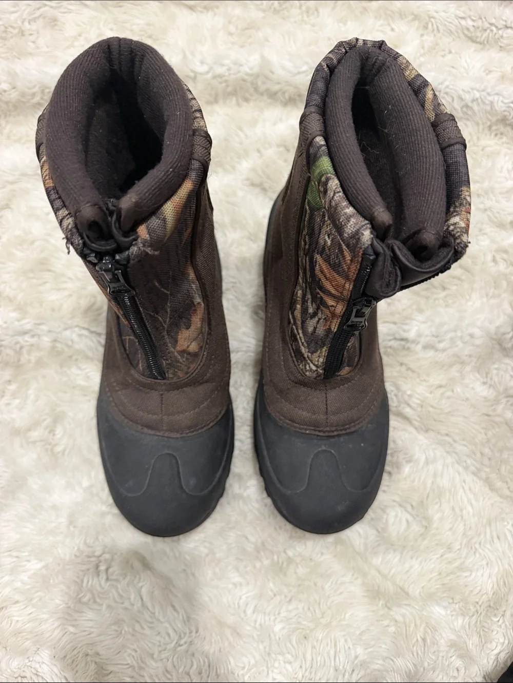 Itasca Brown Camo Kids Waterproof Winter Snow Boots Boys Size 2